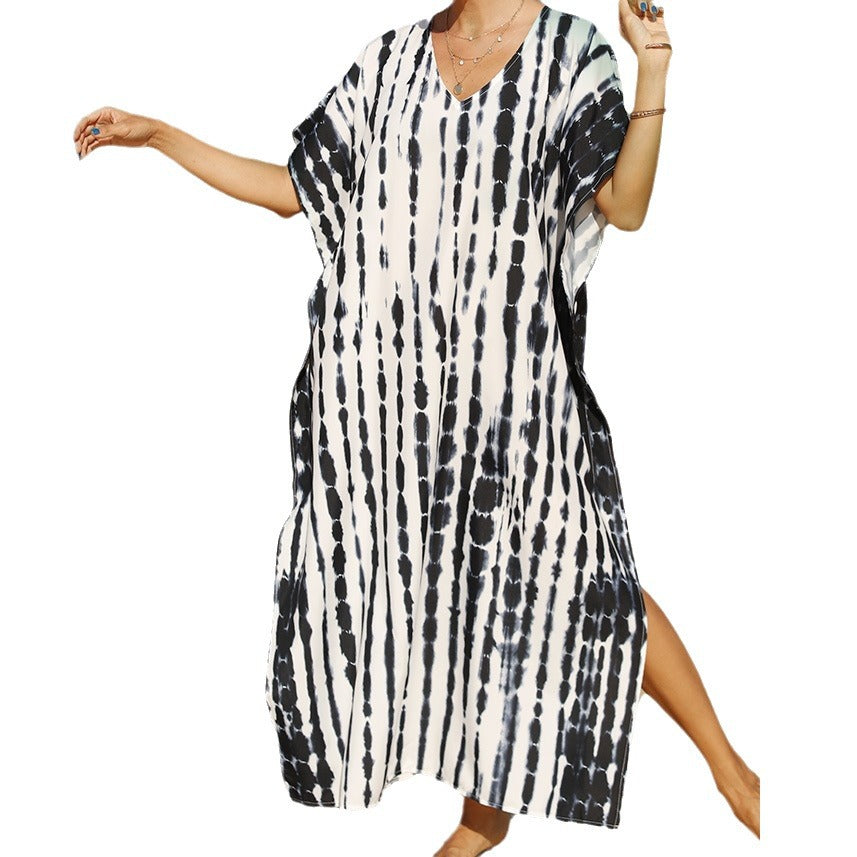 Dame luftig strandkaftan med asymmetrisk snit Skovae
