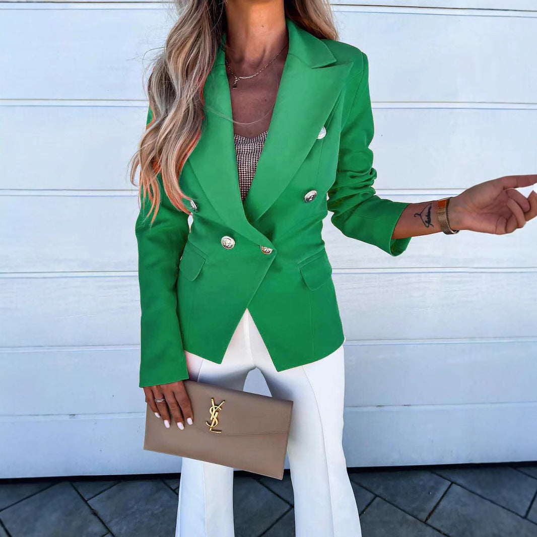 Damer Elegant Blazer med dobbelt knaplukning og bred revers Stilla