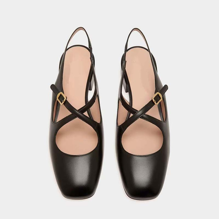Femme Elegante Slingback Blokhælet Mules Stilla