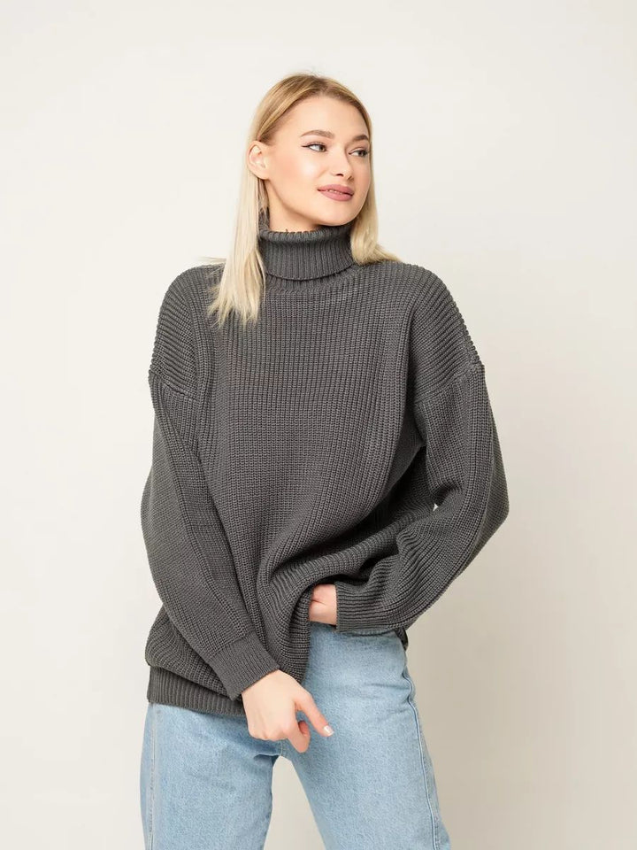 Dame hyggelig strikpullover med løs pasform og moderne design Stilla