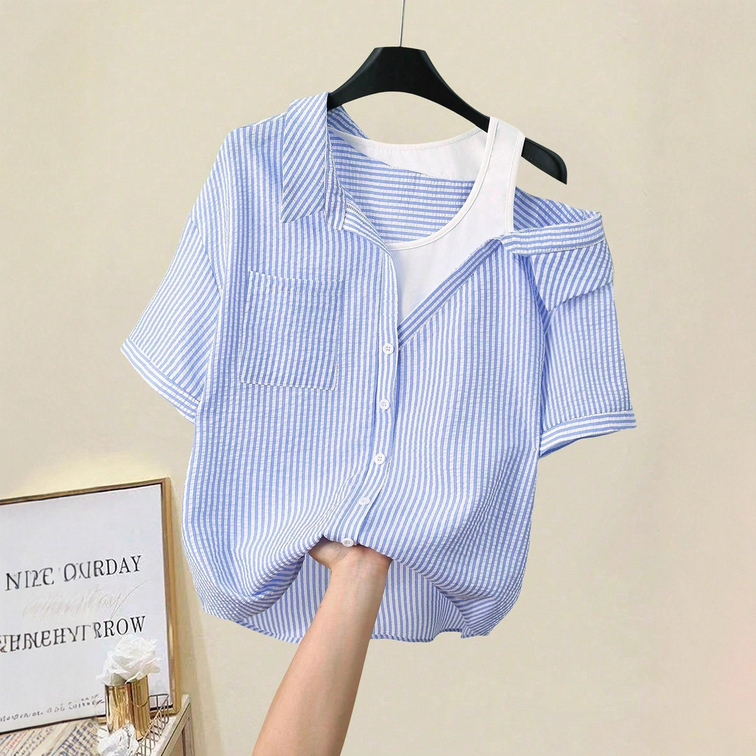 Dame casual bluse med moderne snit og asymmetrisk design Skovae