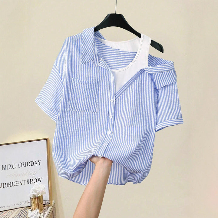 Dame casual bluse med moderne snit og asymmetrisk design Skovae