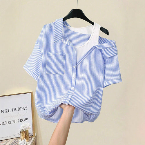 Dame casual bluse med moderne snit og asymmetrisk design Skovae