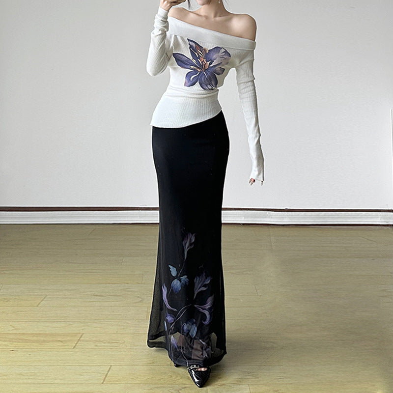Dame Maxi-Nederdel med floralt design Skovae