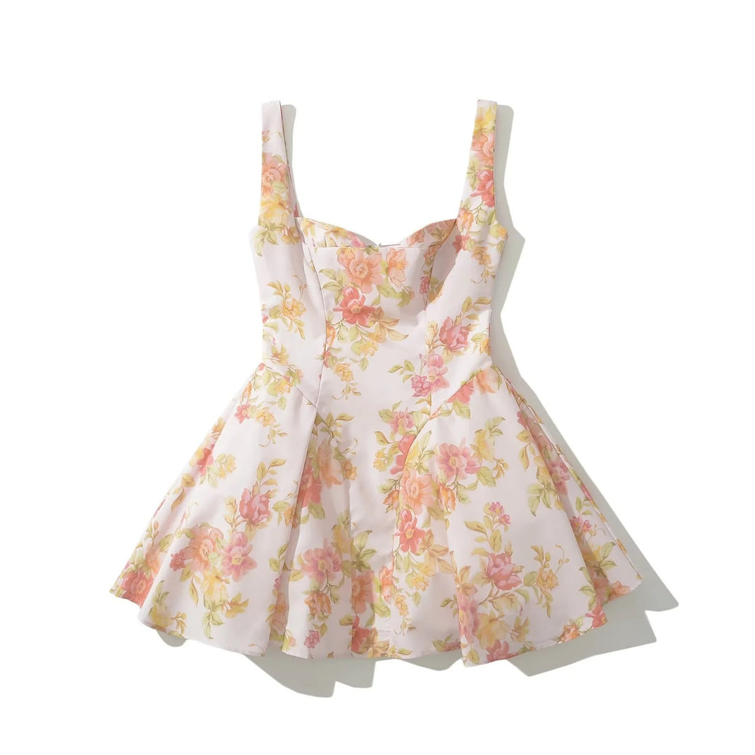 Femme A-linje Floral Print Mini Kjole Stilla