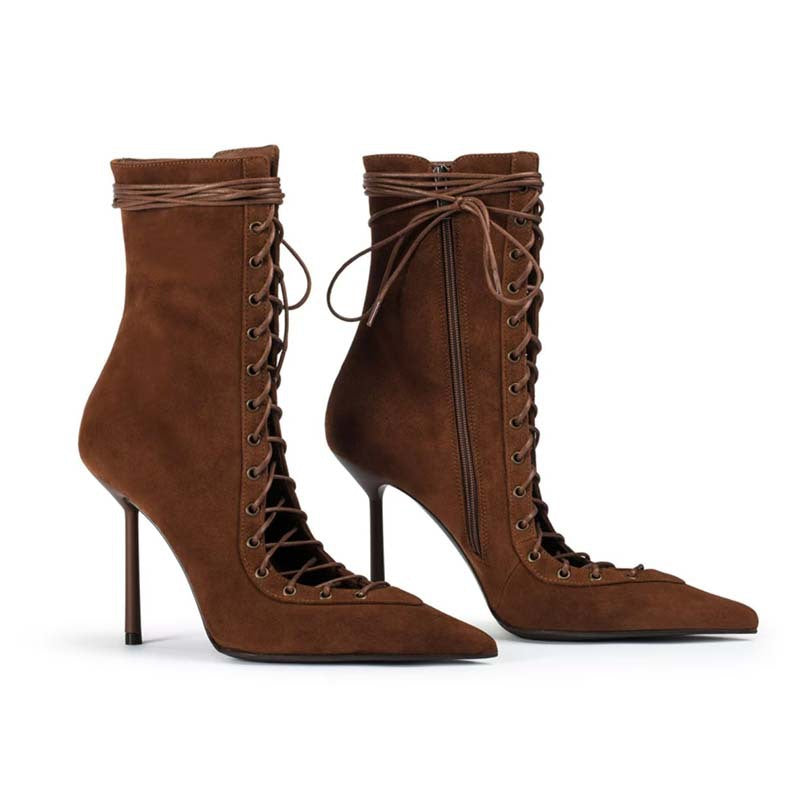Femme Snørebånd-Høj-Stiletto-Støvler med skulpturelt design Stilla
