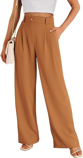 Dame bred High-Waist bukser med elegant frontfold og praktiske lommer Stilla