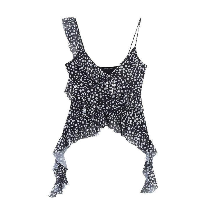 Femme Asymmetrisk Rynke-Leopardmønster-Top Stilla