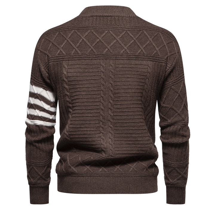 Herrer struktureret kabelstrikpullover med geometrisk design Stilla