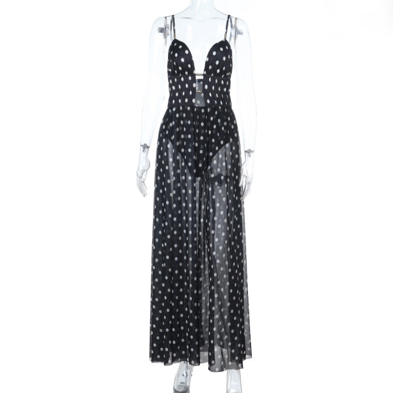 Damer elegant transparent bodysuit med prikker Skovae