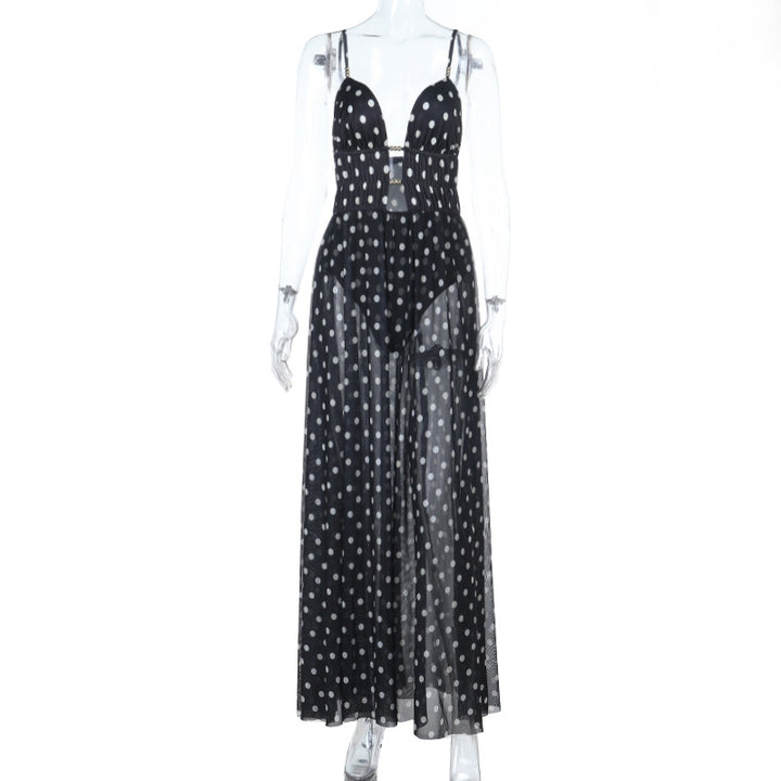 Damer elegant transparent bodysuit med prikker Skovae
