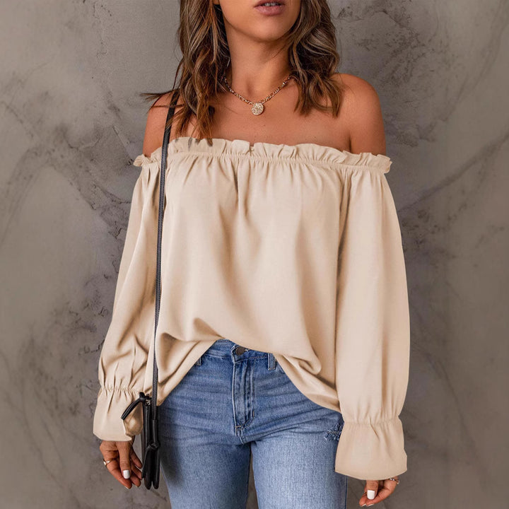 Dame Off-Shoulder Bluse med Ruffleærmer og blødt greb Stilla