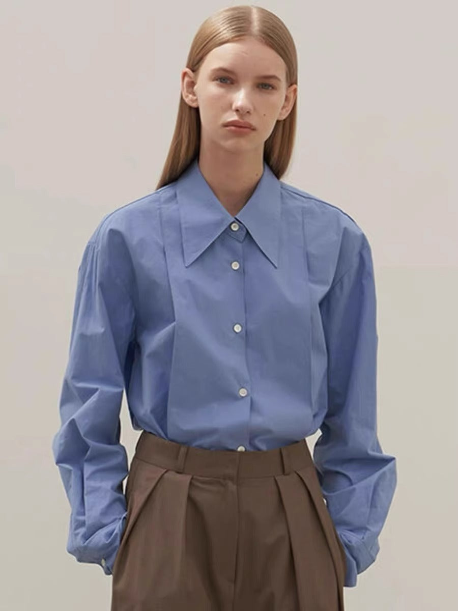 Dame elegant skjorte bluse i højkvalitets bomulds materiale med moderne snit og klassisk krave Stilla