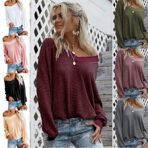 Kvinders Off-Shoulder Strikket Sweater med Voluminøse Ærmer Stilla