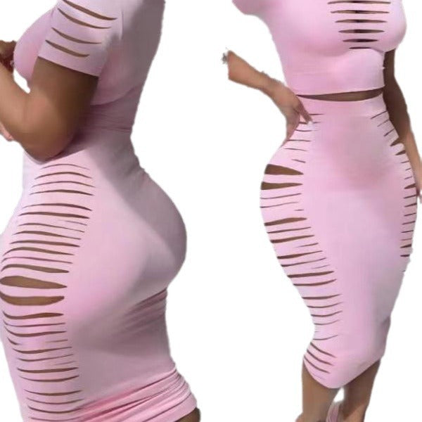 Dame Figurtilpasset Kjole med transparente Cut-Out-detaljer Skovae