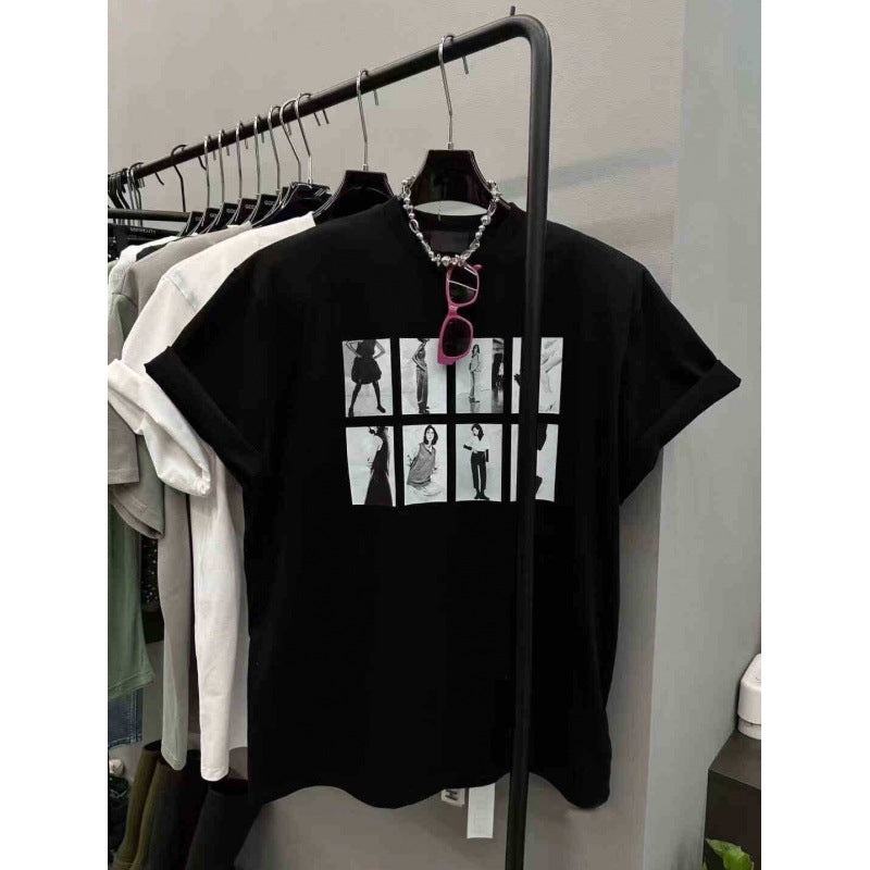 Dame T-shirt med kunstnerisk modeprint og afslappet oversized pasform Stilla