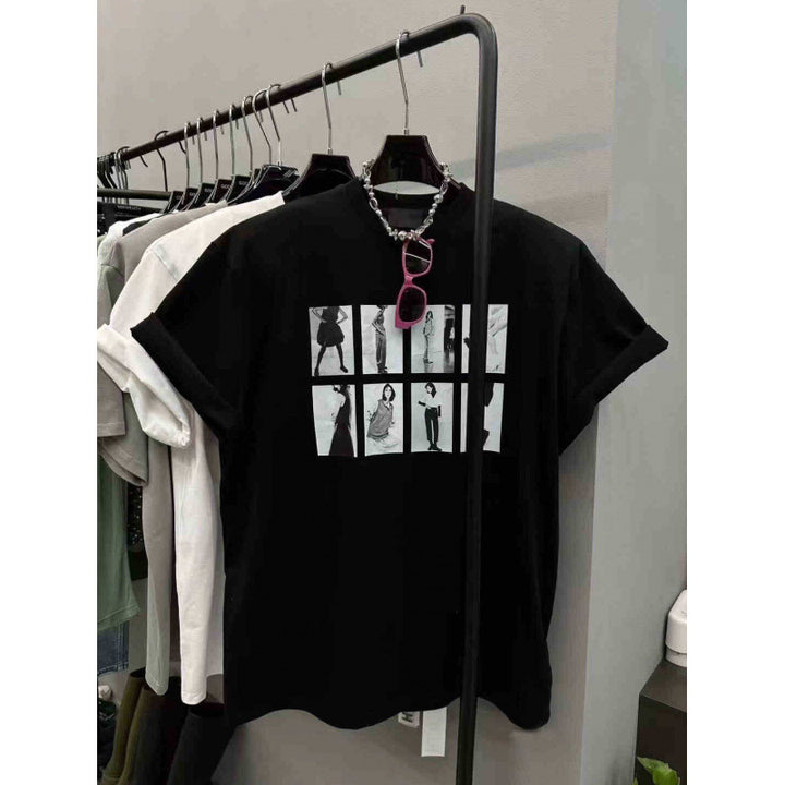 Dame T-shirt med kunstnerisk modeprint og afslappet oversized pasform Stilla