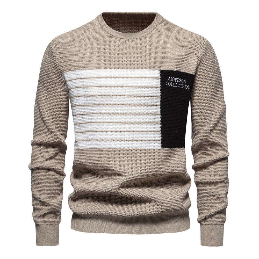 Herrer strikpullover med moderne stribemønster og unik tekstur Stilla