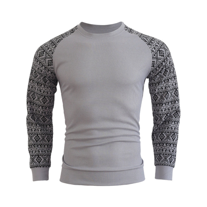 Herre mode langærmet pullover med grafisk mønster og rund halsudskæring Stilla