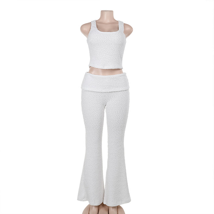 Damer trendy sportsoutfit med smart top og tætsiddende leggings Skovae