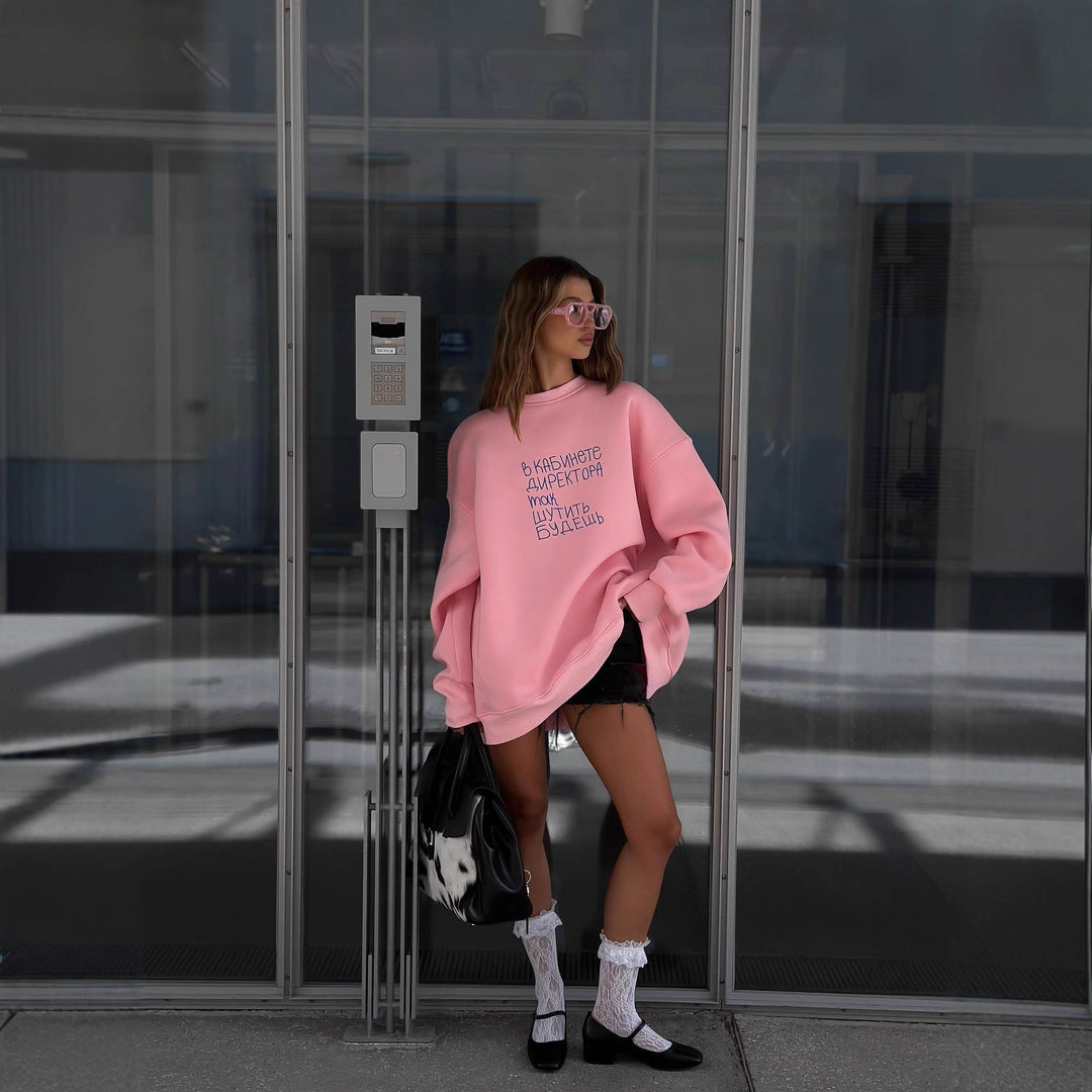 Kvinders oversized sweatshirt med kreativ tekst Stilla