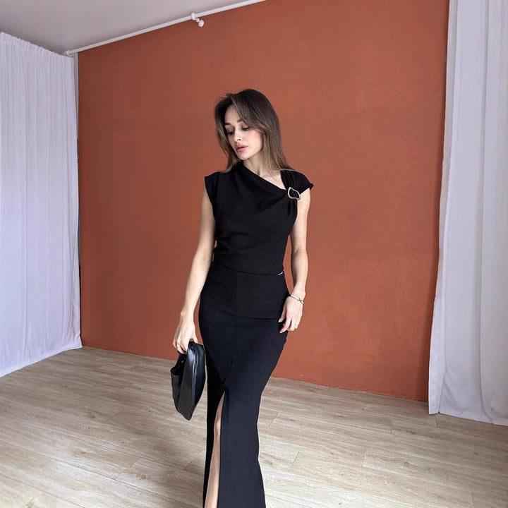Dame Elegant Slids-Hem Maxi-Kjole Stilla