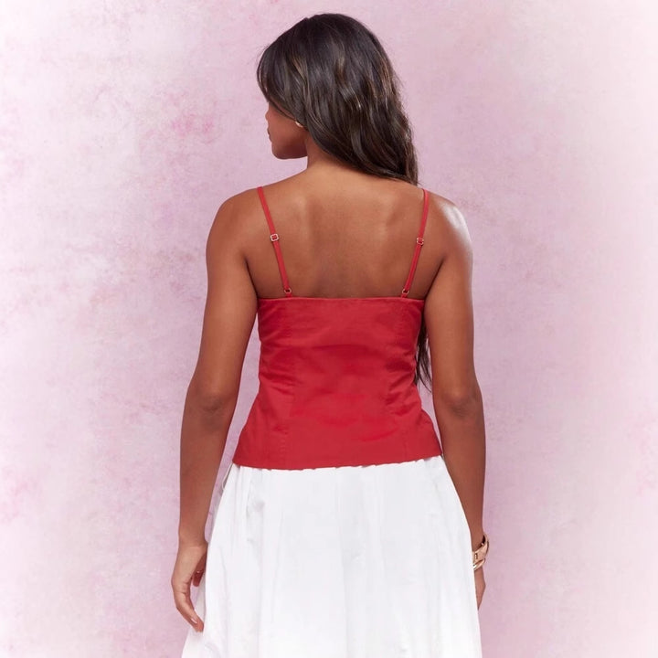 Dame Crop-Top med ornamentalelementer og legende snøring Stilla
