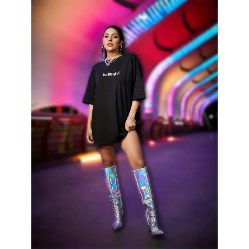Dame Oversized T-Shirt med statement-design Stilla