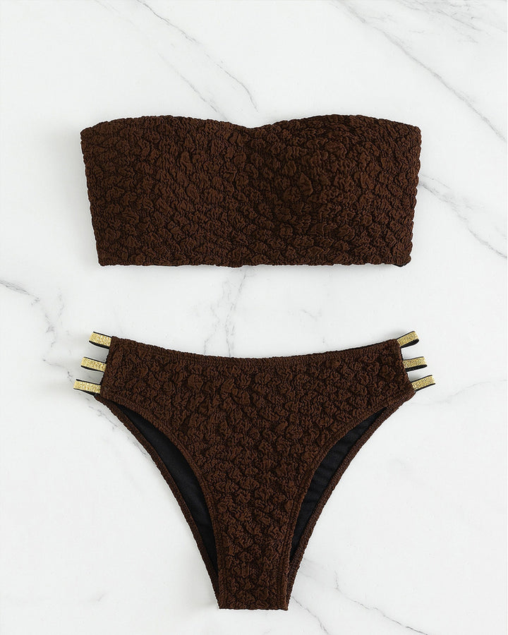 Dame Bikini-sæt med trendy bandeau-top og elegant høj skæring Stilla