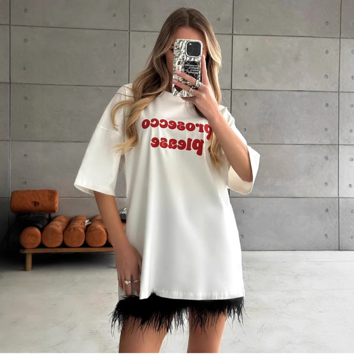 Dame Statement T-shirt med fræk slogan Stilla