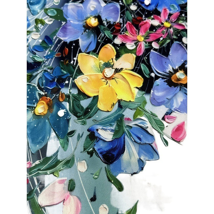Dame Floral Print A-Linie Kjole med Vinge Krave Stilla