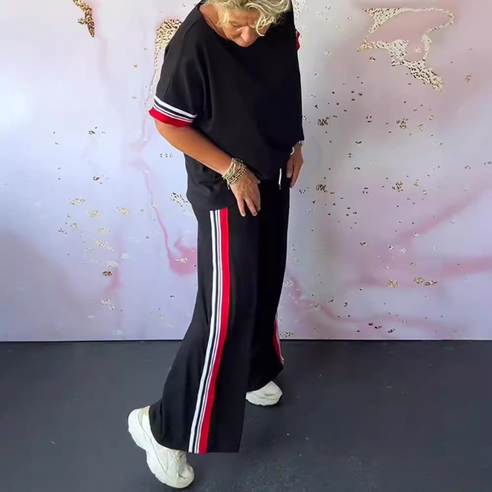 Damer Sportligt Fritids-Sæt med trendy striber og løs pasform Stilla