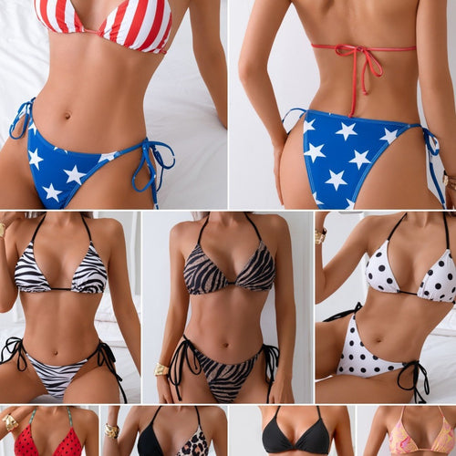 Femme Triangle-Bikini-Sæt med justerbare sidesnore Stilla