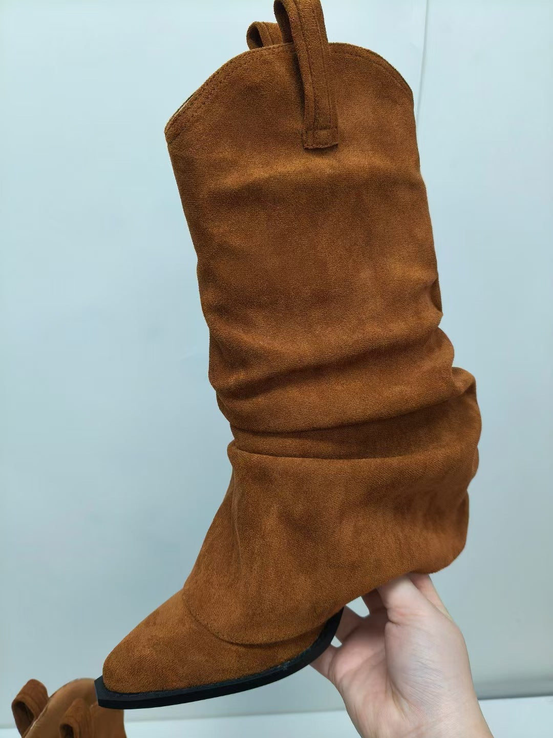 Femme Slouchy Suede Midi-Kalv Støvler med skulptureret Design Stilla