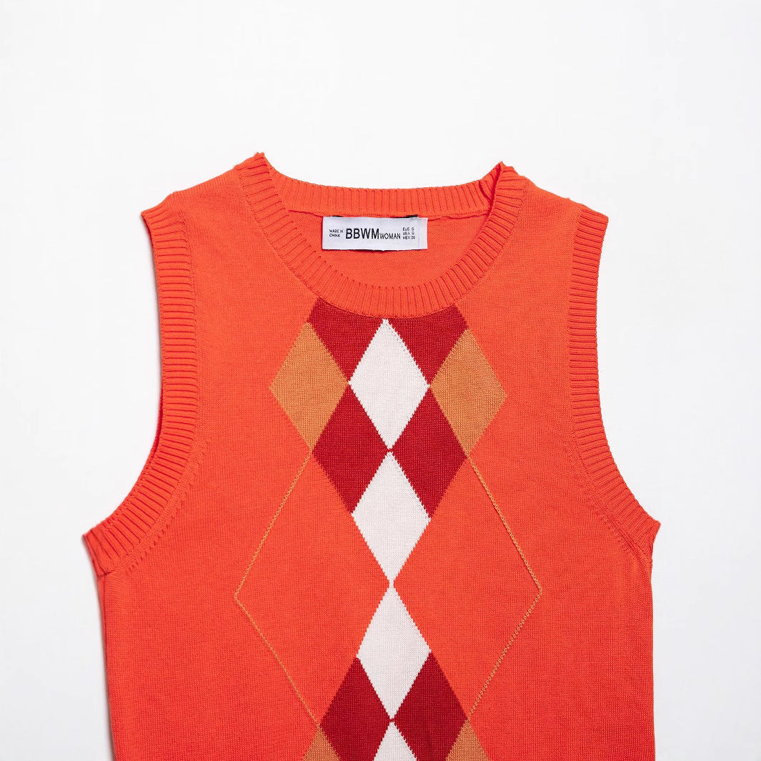 Femme Argyle Strik Crop Pullover Stilla
