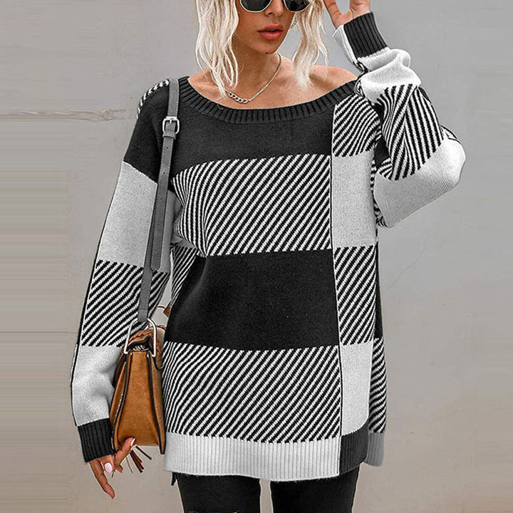 Damer Oversized Pullover med geometrisk mønster og afslappet snit Stilla