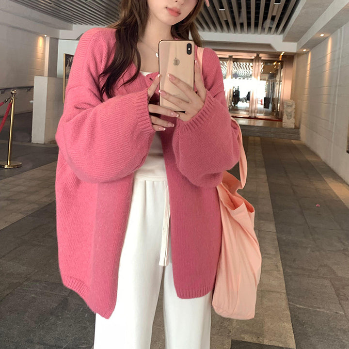 Femme Knapstol Løs Strik Cardigan Stilla