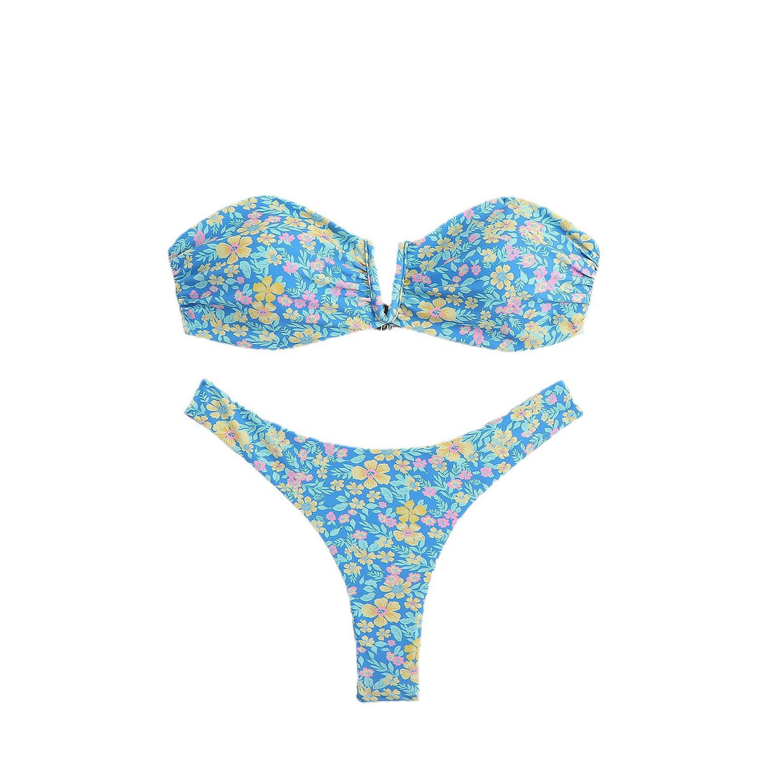Dame Bandeau-bikini-sæt med blomstret design og aftagelige puder Stilla