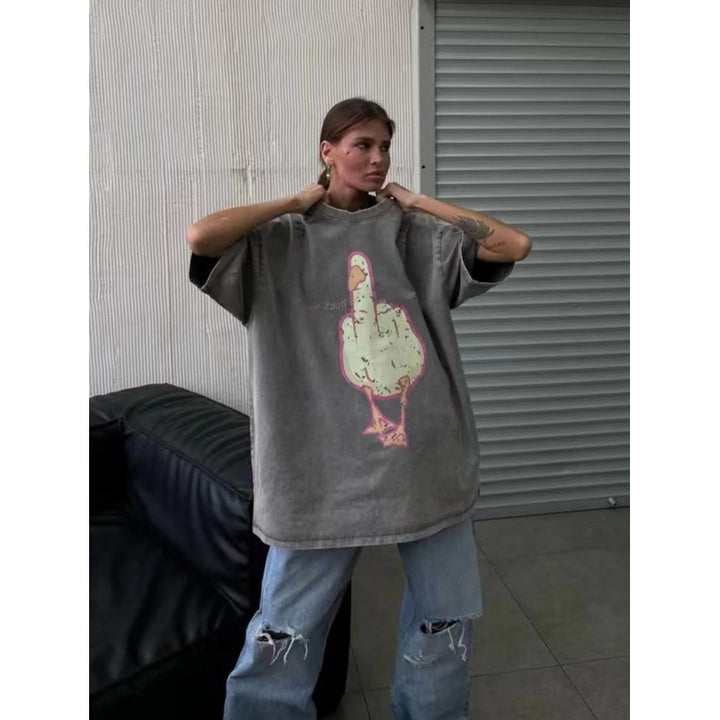 Dame Oversized T-Shirt med provokerende motiv Stilla