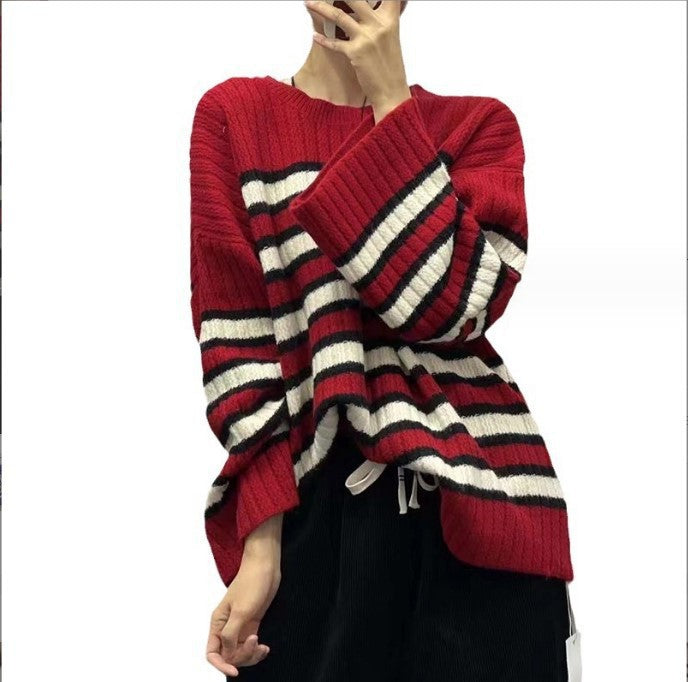 Femme Tekstureret Størrelse Oversized Stribet Sweatshirt Stilla