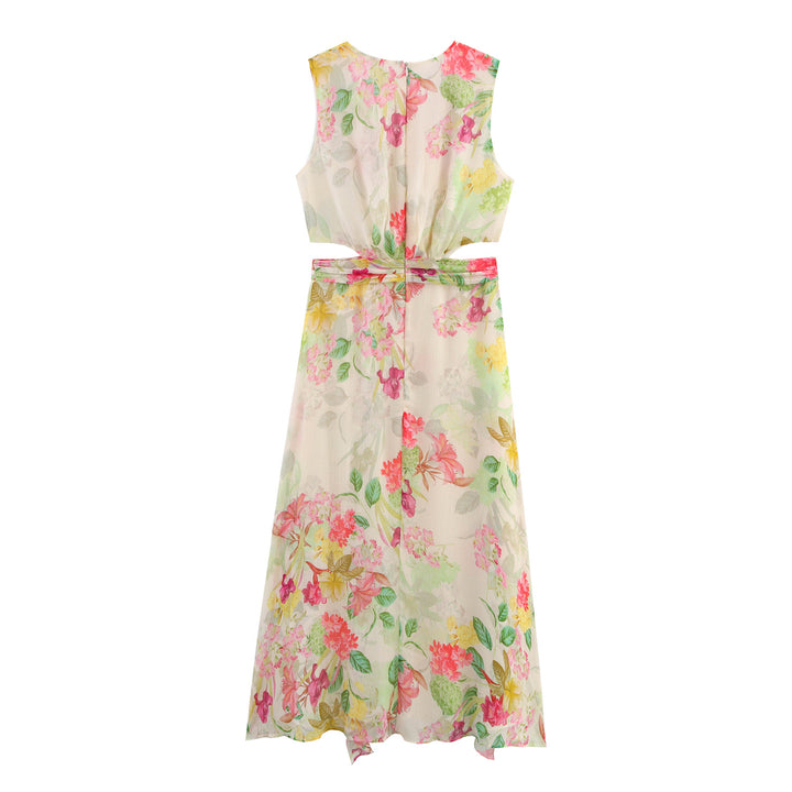 Dame Floral Print Wrap Maxikjole med flæsekant Stilla