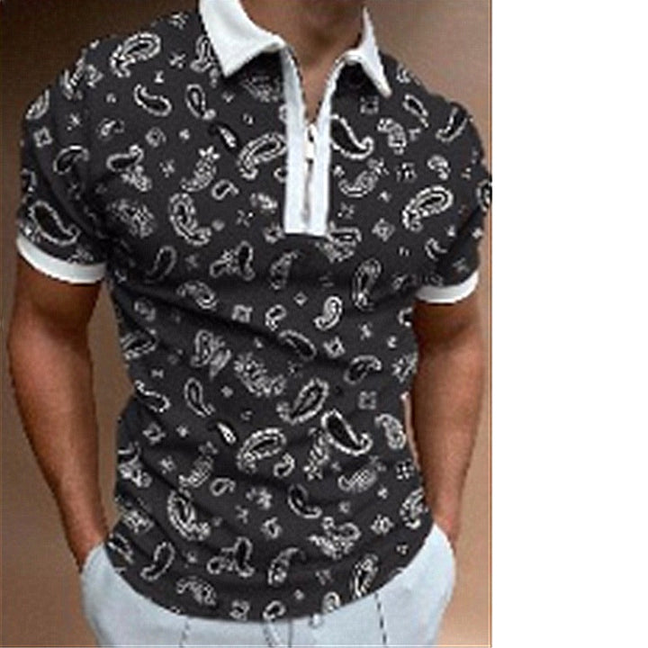 Herrer polo skjorte med trendy paisley mønster og lynlås Stilla