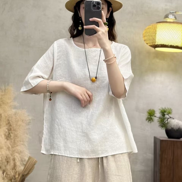 Femme Casual Afslappet Fit Linen Top Stilla