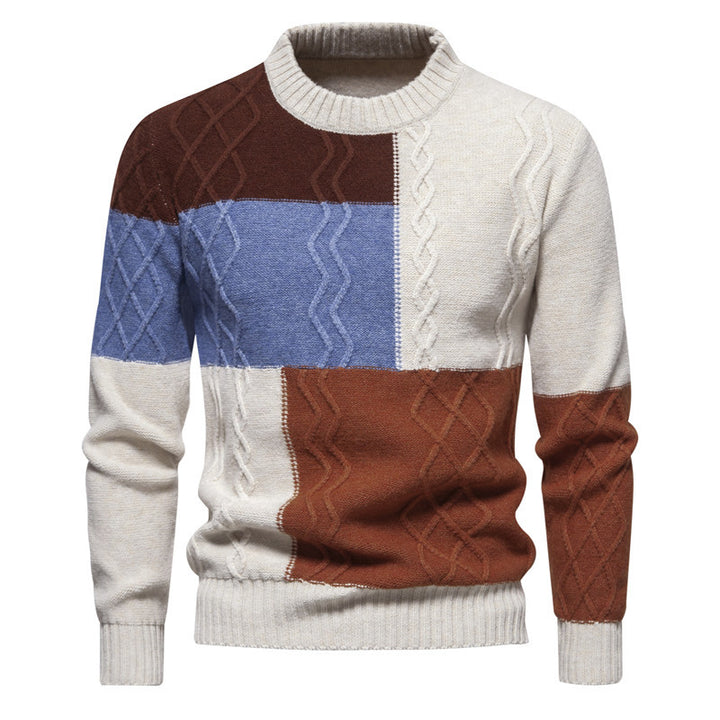 Herrernes Patchwork Kabelstrikpullover Stilla