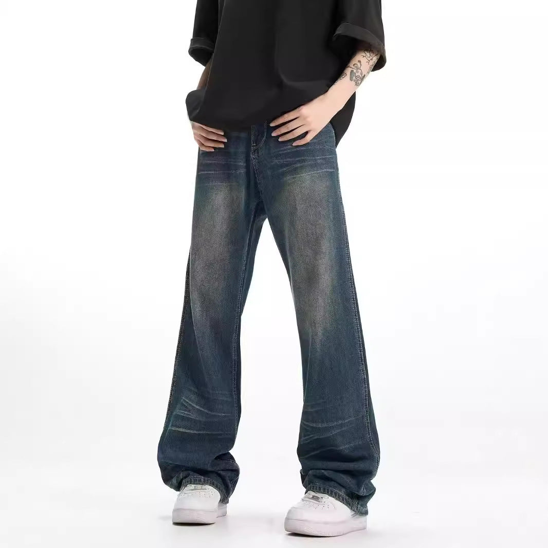 Dame bredt skårede jeans med vintage vask og høj talje Stilla
