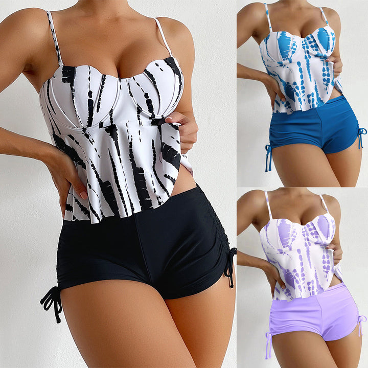 Dame Tankini-sæt med peplumformet overdel og høj talje Stilla