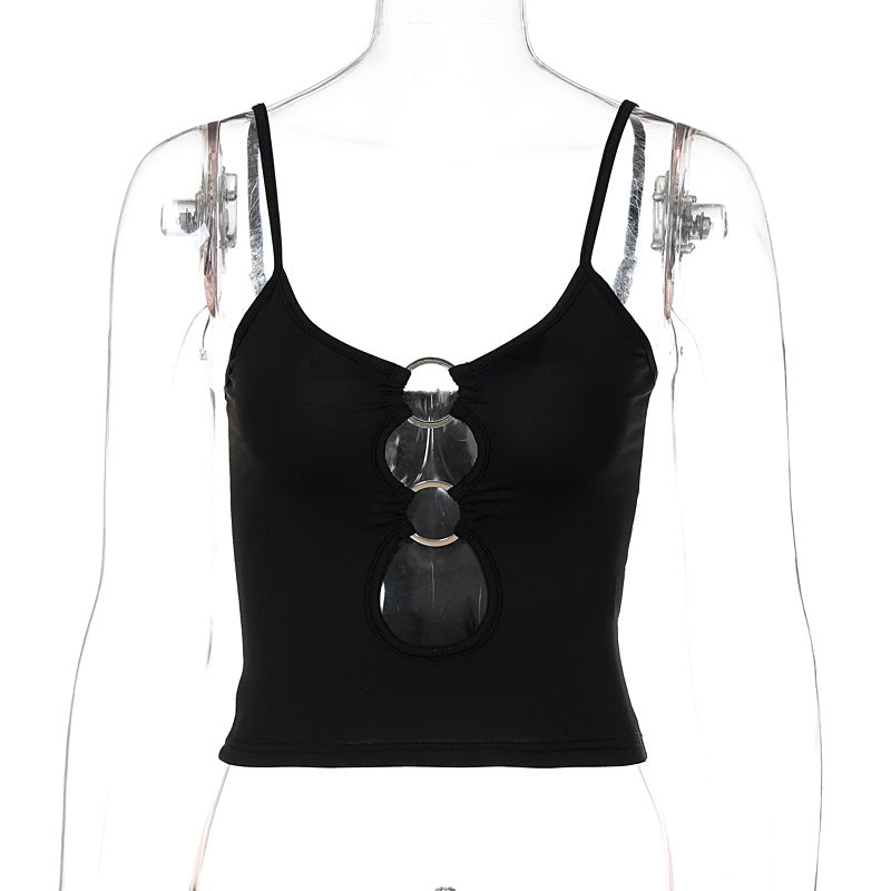Dame Crop-Top med dekorative Cut-Outs Skovae