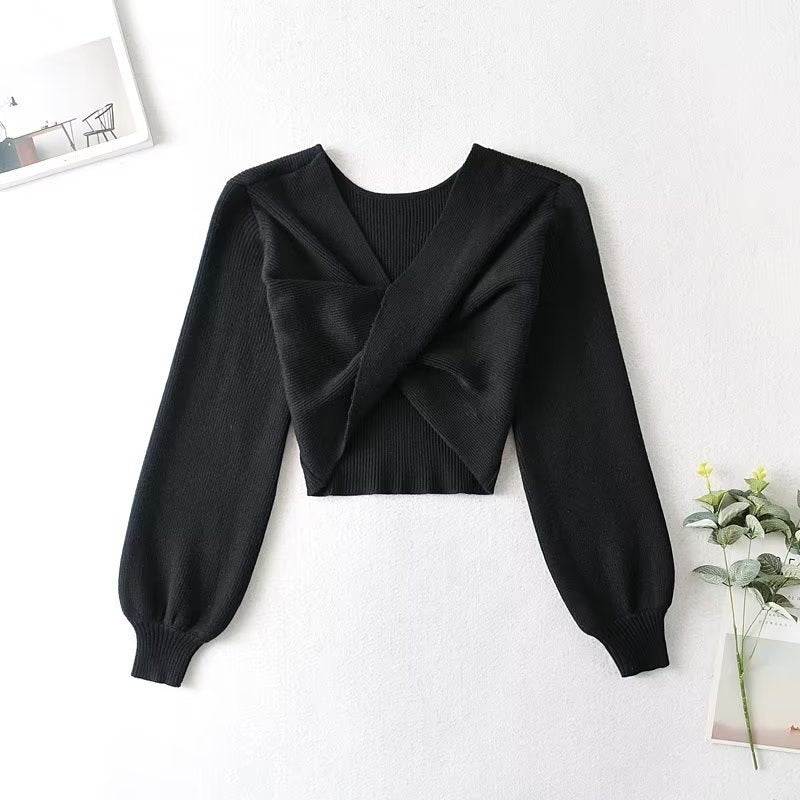 Dame Crop-Cardigan med elegant vinkellook og voluminøse ærmer Stilla