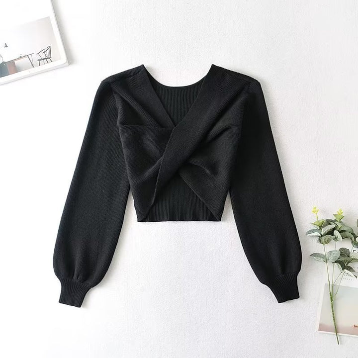 Dame Crop-Cardigan med elegant vinkellook og voluminøse ærmer Stilla