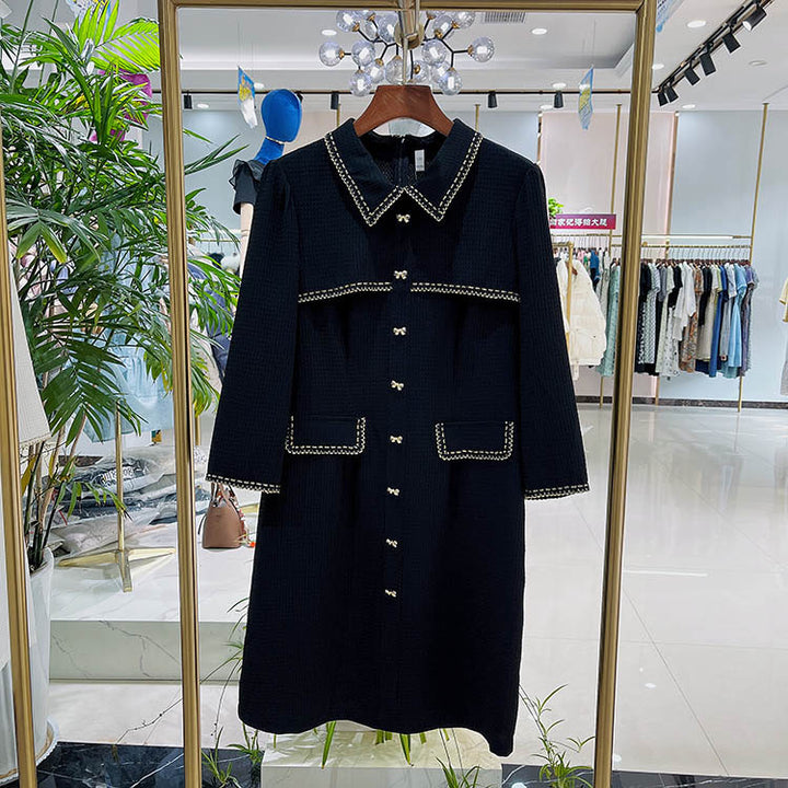 Dame Elegant Blazer-Kjole med struktureret design og smykkeknapdetaljer Stilla